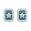 S925 Sterling Silver Platinum-plated Star Square Earrings