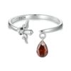 S925 Sterling Silver Water Drop Zircon Vintage Magic Sword Adjustable Open Ring