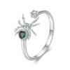 S925 Sterling Silver Platinum-plated Spider Adjustable Open Ring