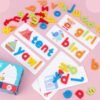 Children Wooden Matching Letter Game 26 Alphabet Spelling Practice Early Learning Cognitive Puzzle Toys