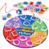 Toddler Color Shape Cognition Fishing Game Montessori Toy Wooden Magnetic Parent-Child Toy