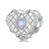 S925 Sterling Silver Platinum-plated Heart-shaped Cake Beads Bracelet Loose Beads