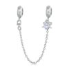 S925 Sterling Silver Platinum-plated Opal Bow Safety Chain