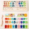 4 In 1 Puzzle Logarithmic Board Kids Educational Early Learning Fishing Shapes Numbers Animals Matching Wooden Toy