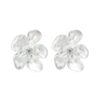 S925 Ssterling Silver Platinum-Plated Transparent Flower Earrings