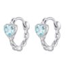 S925 Sterling Silver Heart Square Earrings Aquamarine Zircon Earrings