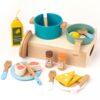Children Pretend Play Simulation Kitchen Cookware Set Montessori Boys Girls Mini Kitchen Wooden Toys