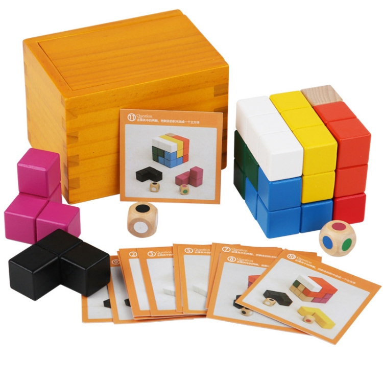 3D Wooden Magic Blocks Soma Cube Children Early Educational Space Thinking Puzzle Toy Magic Box