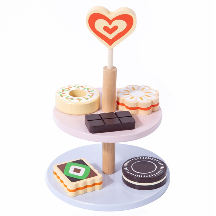 Children Pretend Play Simulation Afternoon Tea Dual Tier Dessert Rack Boys And Girls Kitchen Toys