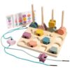 Treehole Children Wooden Geometric Shape Matching Puzzle Game Color Cognition Threading Beads Enlightenment Toy