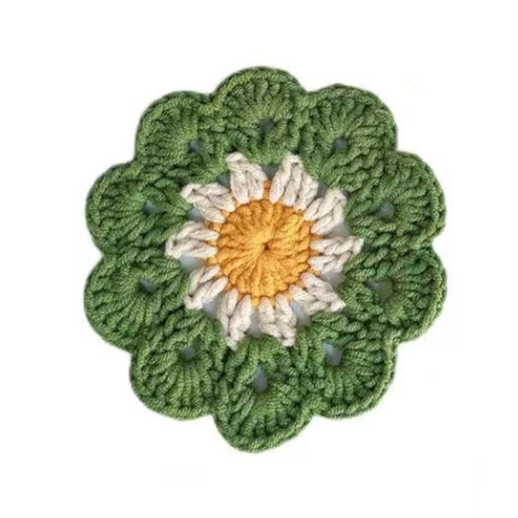 9cm Cute Style Flower Coaster Placemat Handmade Cotton Wool Crochet Knit Insulated Pad