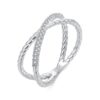 BSR621 S925 Sterling Silver Platinum-plated Shining Zircon Double-layer X-shaped Ring