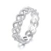 S925 Sterling Silver Platinum-plated Braided Hollow Ring