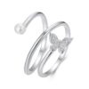 S925 Sterling Silver Platinum-Plated Multi-layer Butterfly Winding Adjustable Ring