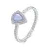 S925 Sterling Silver Platinum-Plated Agate Main Stone Ring