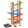 Wooden Fun Multi Track Game Gliding Car Inertia Slide With Parking Lot Puzzle Parent-child Toys