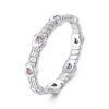 S925 Sterling Silver Platinum Heart Twist Pattern Zircon Ring