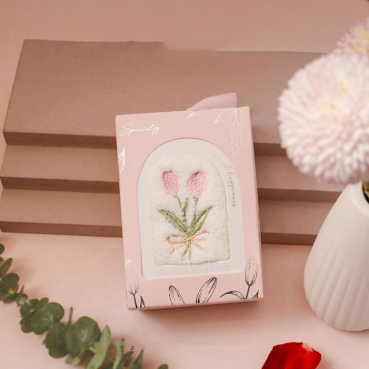 Household Tulip Embroidery Towel Wedding Accompaniment Washcloth