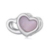 S925 Sterling Silver Platinum-plated Pink Heart DIY Beads