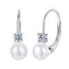 S925 Sterling Silver Platinum-Plated Moissanite Freshwater Pearl Elegant Earrings