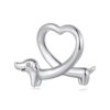 S925 Sterling Silver Funny Dachshund Beads Jewelry Animal Accessories