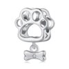 S925 Sterling Silver Oxidized Cute Hollow Paw Print Beads Animal Bracelet Accessories