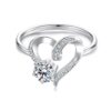 S925 Sterling Silver Platinum-Plated Moissanite Heart-shaped Ring