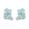 S925 Sterling Silver Cute Animal Ice Transparent Bear Earrings