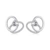 S925 Sterling Silver Platinum-Plated Heart Shape Earrings