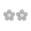 S925 Sterling Silver Platinum-Plated Opal Flower Earrings Plant Earrings