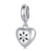 S925 Sterling Silver Oxidized Snowflake Heart DIY Beads