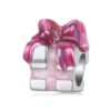 S925 Sterling Silver Platinum-plated Bow Gift Box DIY Beads