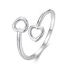 S925 Sterling Silver Oxidized Heart Adjustable Open Ring