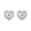 S925 Sterling Silver Platinum-plated Heart Zircon Earrings