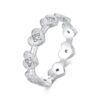 S925 Sterling Silver Platinum-plated Heart-shaped Ring