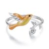 S925 Sterling Silver Vivid Oriole Open Adjustable Ring