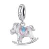 S925 Sterling Silver Platinum-Plated Cute Toy Trojan Horse Pendant