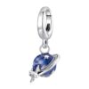 S925 Sterling Silver Global Travel Pendant Openable Buckle Head Beads