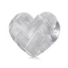 S925 Sterling Silver Woven Diamond Pattern Heart DIY Beads
