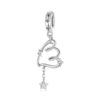S925 Sterling Silver Heart Tassel Pendant DIY Beads