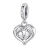 S925 Sterling Silver Heart Footprint Pendant Mother Day Beads