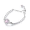 S925 Sterling Silver Soft Chain Pink Zircon Adjustable Ring