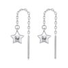 S925 Sterling Silver Platinum-Plated Earrings Shining Star Zircon Thin Ear Wire