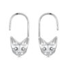 S925 Sterling Silver Oxidized Cute Cat Ear Hook Earrings