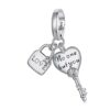 S925 Sterling Silver Oxidized Love Heart Lock Pendant DIY Beads