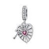S925 Sterling Silver Heart Cross Hollow Pendant Bracelet Beads