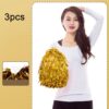 3pcs Shining Metallic Foil Cheerleader Pompoms With Finger Ring Cheerleading Hand Shake Flower Ball For Dance Performance