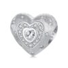 S925 Sterling Silver Platinum-Plated Shining Heart Beads