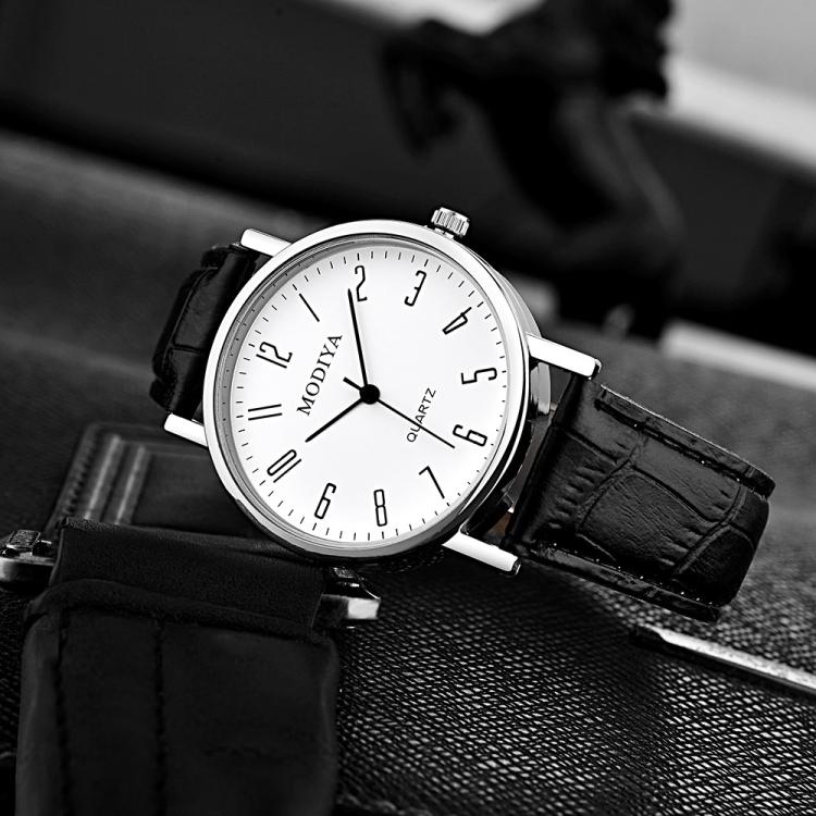 MODIYA Simple Leather Strap Men Quartz Watch