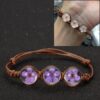 Lucky Handmade Woven Dried Flower Glass Beads Bracelets